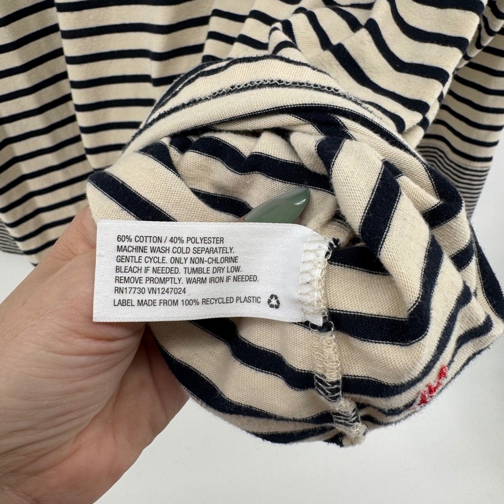 Nili Lotan Boat Neck Striped Top 2X Navy Cream Nautical Coastal Breton Preppy - Picture 5 of 10